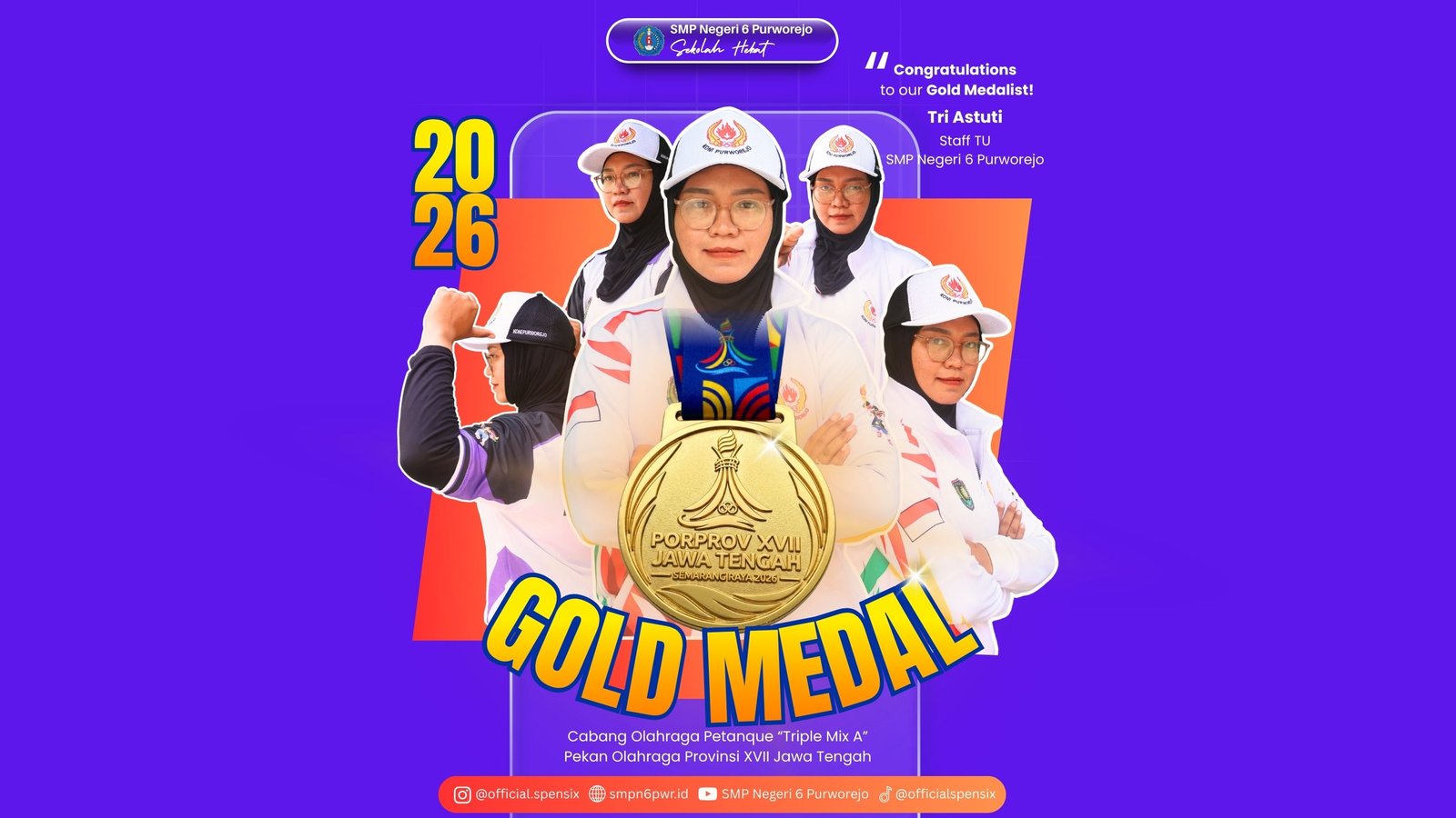 Selamat! Bu Tri Astuti Raih Medali Emas Cabang Petanque di PORPROV XVII Jawa Tengah 2026